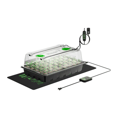 Vivosun 1-Pack 40-Cell Seed Starter Trays with 1 Set of LED Lights and 10"x20.75" Seedling Heat Mat