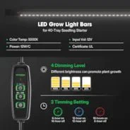 Vivosun 1-Pack 40-Cell Seed Starter Trays with 1 Set of LED Lights and 10"x20.75" Seedling Heat Mat - Image 3