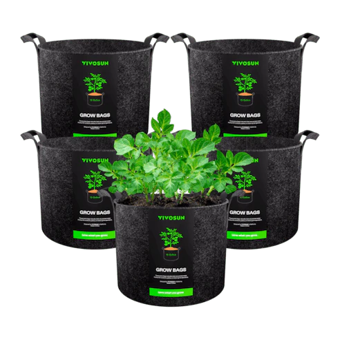 Vivosun 15 Gallon Grow Bags 5-Pack Black Thickened Nonwoven Fabric Pots with Handles