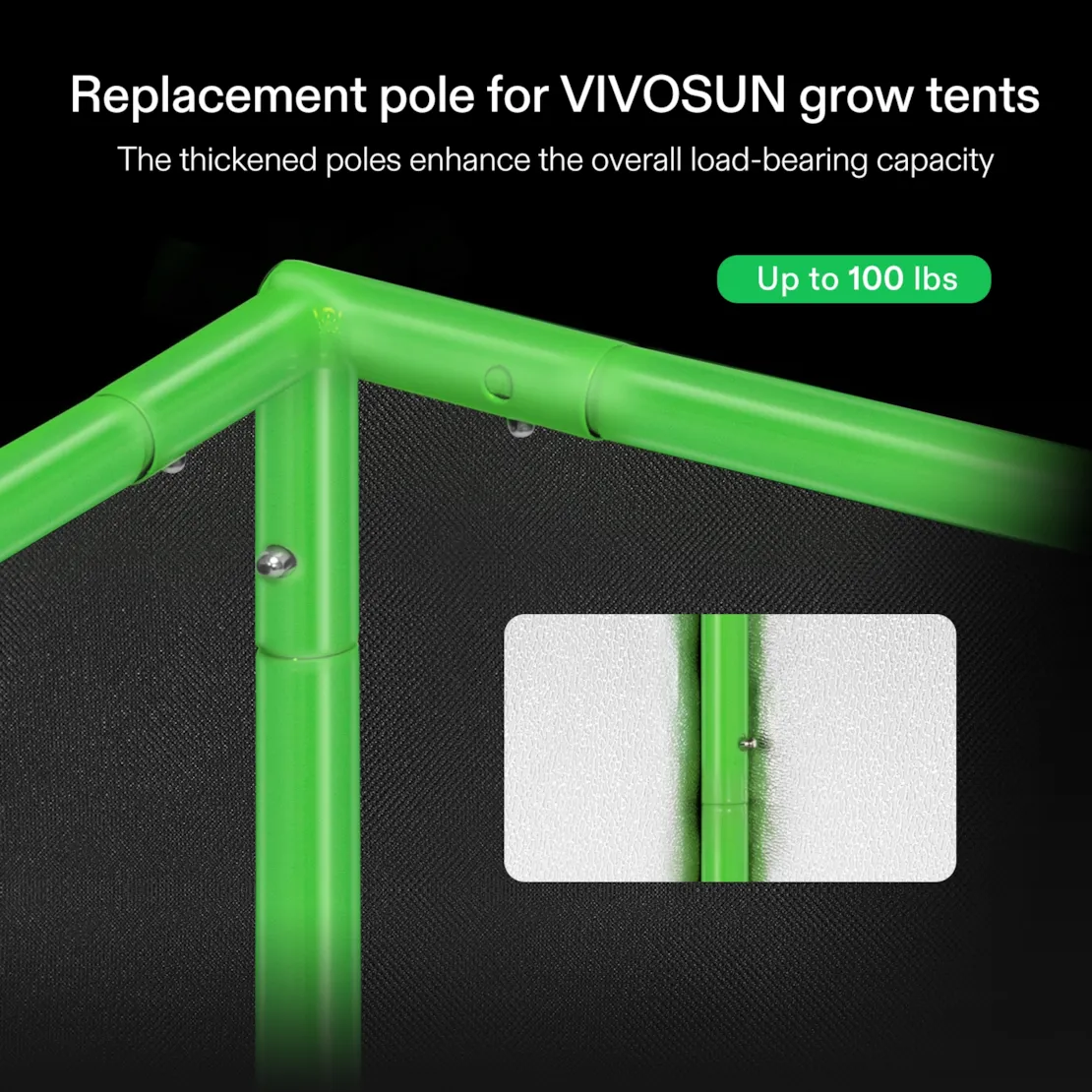 Vivosun 19mm Grow Tent Pole-A for 5x5 Tent 1-Piece, Only for Vivosun Grow Tents - Image 5