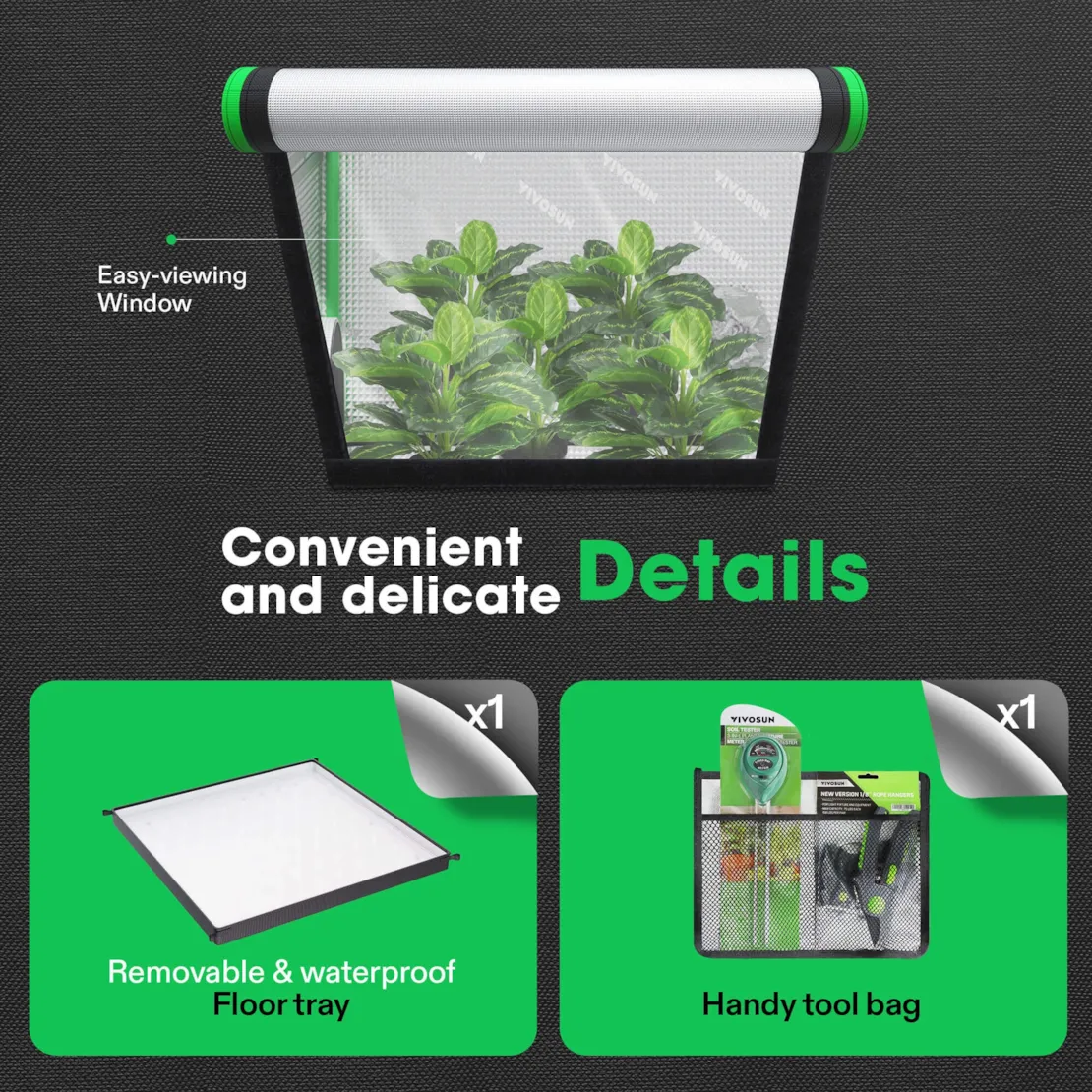 Vivosun 2-in-1 Grow Tent 2x3 D325, 1-2 Plants Use, with Multi-Chamber - Image 8