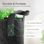 Vivosun 20-Pack 5 Gallon Grow Bags, Heavy Duty Thickened Nonwoven Fabric Pots with Handles for Flowers Fruits and Vegetables Black - Image 4