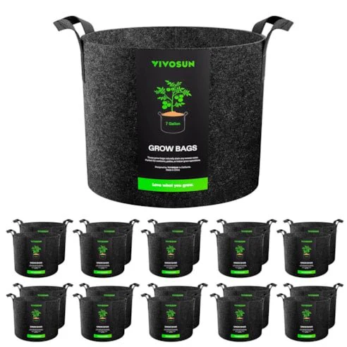 Vivosun 20-Pack 7 Gallon Grow Bags, Heavy Duty Thickened Nonwoven Fabric Pots with Handles for Flowers Fruits and Vegetables Black