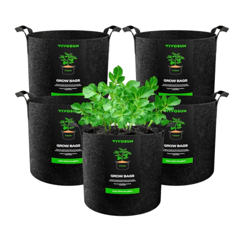 Vivosun 3 Gallon Grow Bags 5-Pack Black Thickened Nonwoven Fabric Pots with Handles