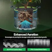 Vivosun 3-Pack 5-Gallon AeroBase Grow Bags, Durable Mesh Fabric Plant Container with Breathable Base and Sturdy Handles, Black - Image 4