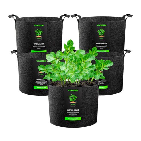 Vivosun 30 Gallon Grow Bags 5-Pack Black Thickened Nonwoven Fabric Pots with Handles