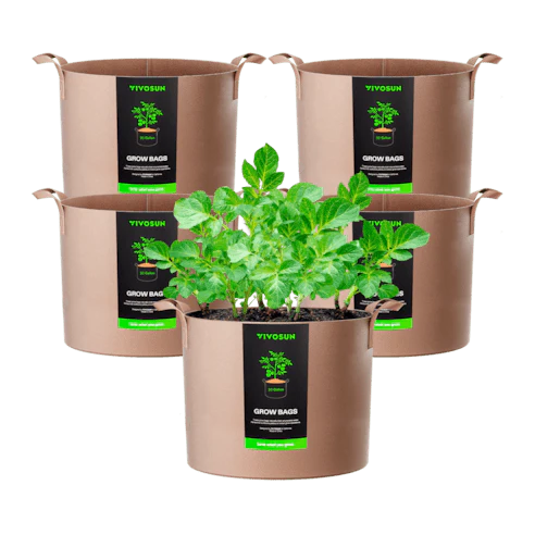 Vivosun 30 Gallon Grow Bags 5-Pack Brown Thickened Nonwoven Fabric Pots with Handles