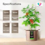 Vivosun 30 Gallon Grow Bags 5-Pack Brown Thickened Nonwoven Fabric Pots with Handles - Image 3