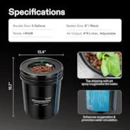 Vivosun 5 Gallon DWC Hydroponic System Kit (2 Bucket, Black) - Image 7