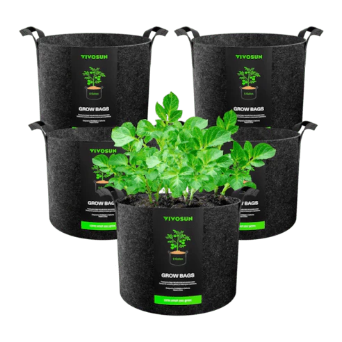 Vivosun 5 Gallon Grow Bags 5-Pack Black Thickened Nonwoven Fabric Pots with Handles