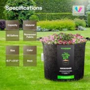 Vivosun 50 Gallon Grow Bags 1-Pack Black Thickened Nonwoven Fabric Pots with Handles - Image 7