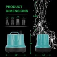 Vivosun 850GPH 60W Submersible Pump for Fish Tank, Pond, Aquarium, Hydroponic Systems with 5ft Power Cord and 4 Nozzles - Image 6