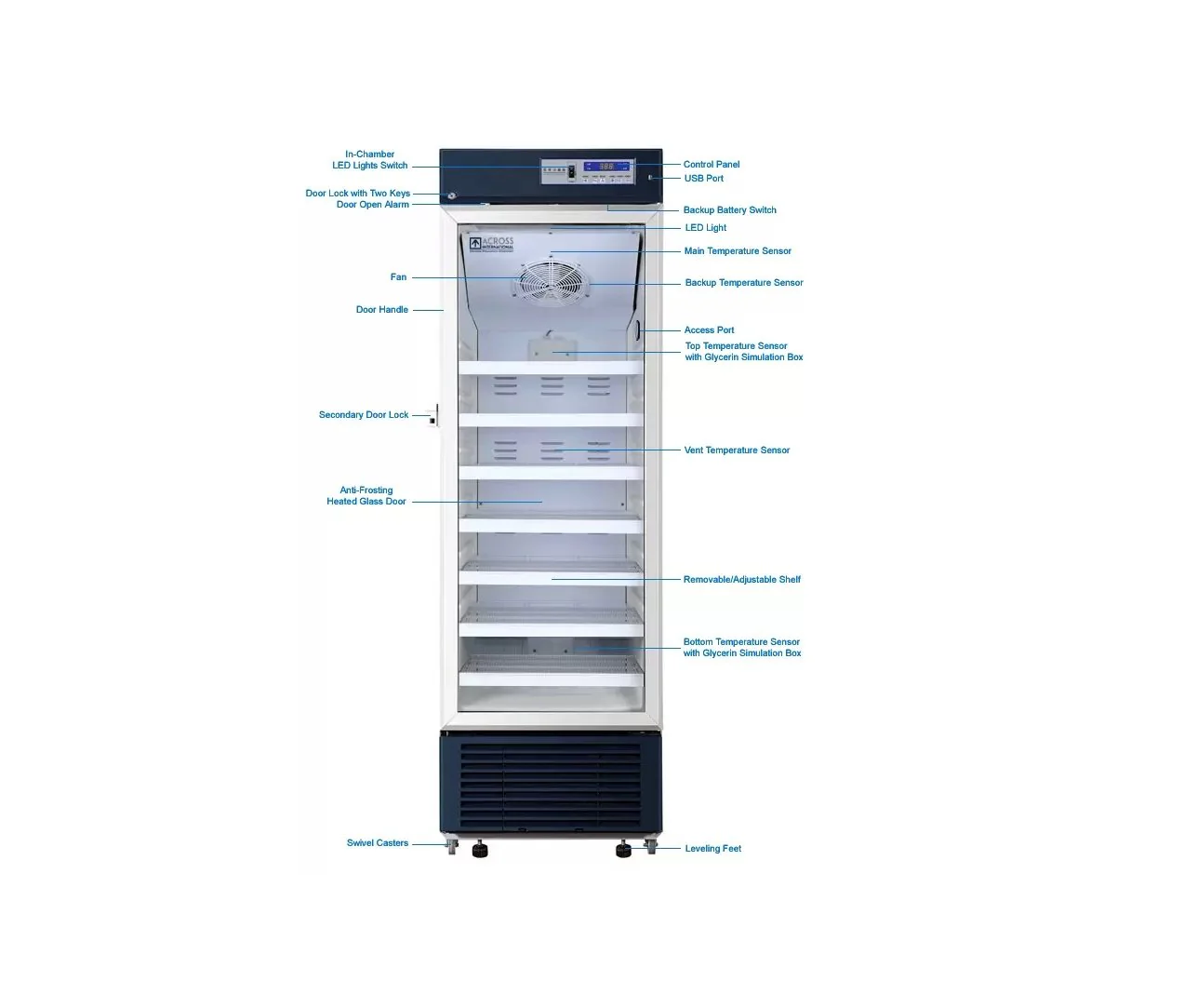 Across International Ai 14 CF 2-8°C Upright Pharmacy Medical Vaccine Refrigerator UL - Image 2