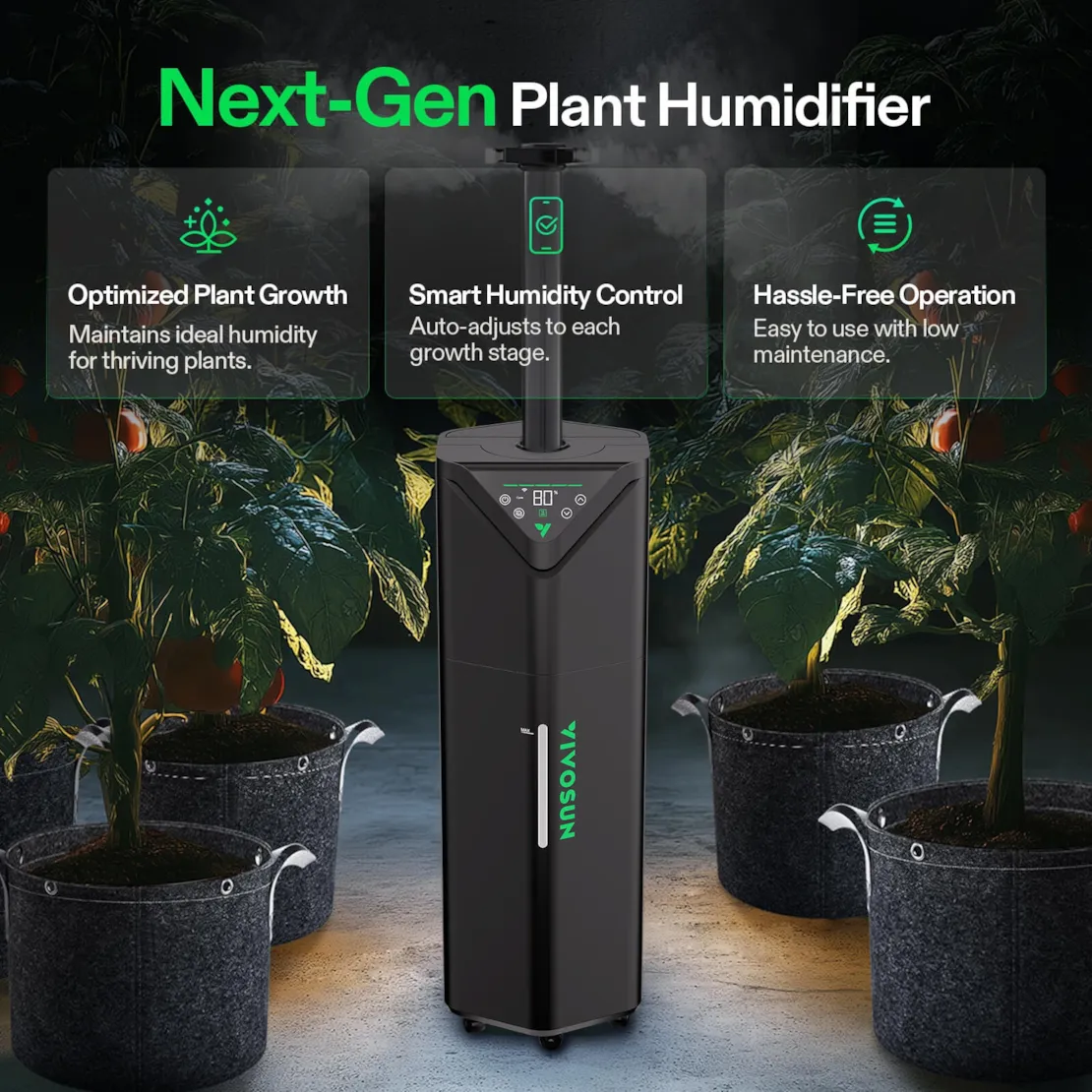 Vivosun AeroStream H19 Intelligent Environmental 19L Humidifier with Temp & Humidity Probe, Designed Specifically for Use with Grow Tents - Image 3