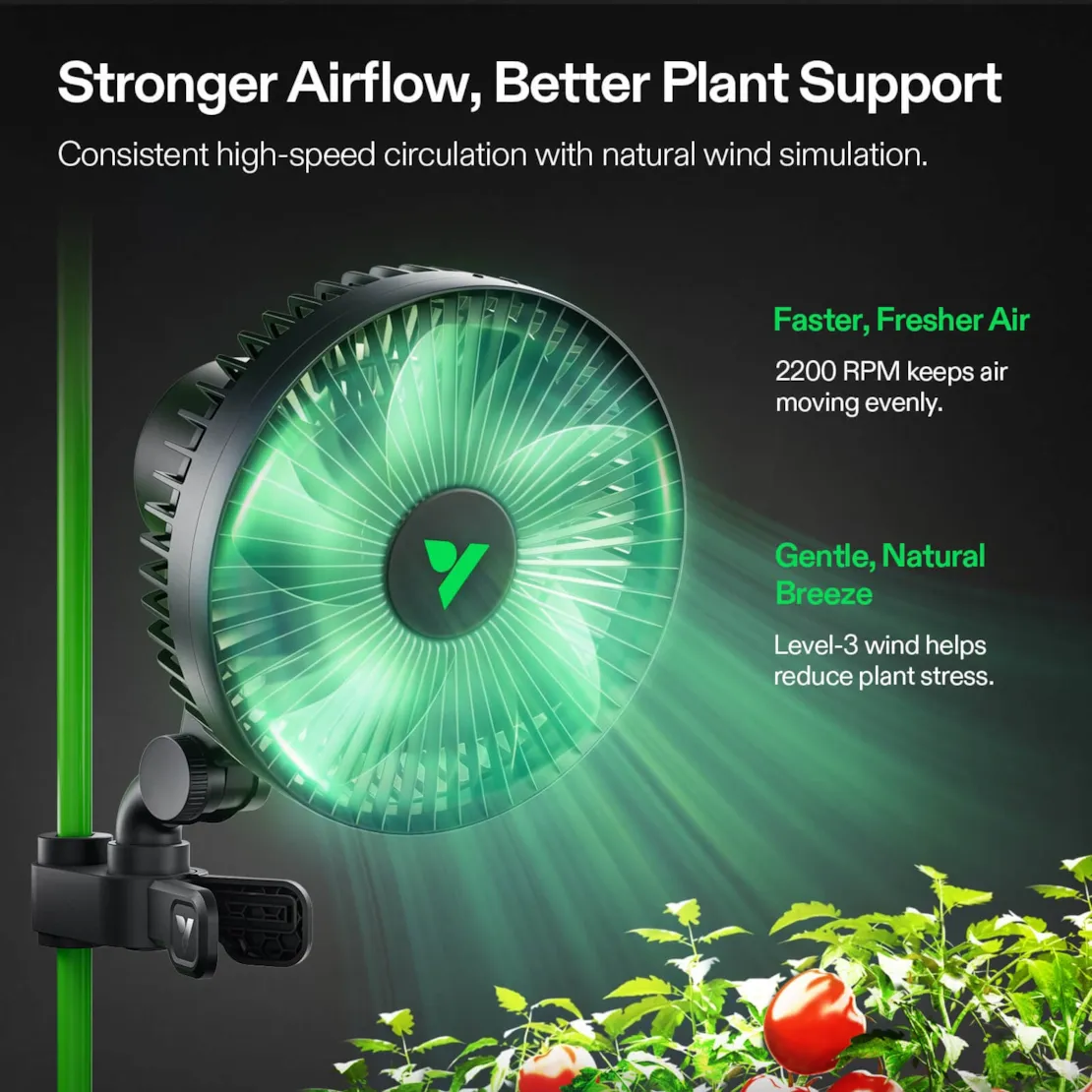 Vivosun AeroWave A6 Grow Tent Clip Fan, 6" Auto Oscillating Fan with AC Motor, for Hydroponic Ventilation, Black, 2-Pack - Image 3