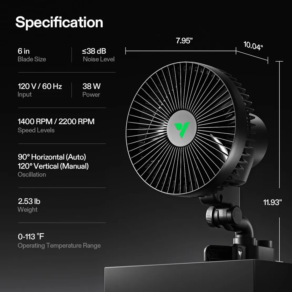 Vivosun AeroWave A6 Grow Tent Clip Fan, 6" Auto Oscillating Fan with AC Motor, for Hydroponic Ventilation, Black, 2-Pack - Image 6