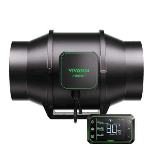 Vivosun AeroZesh S6 Inline Fan 6" with E42A Temp. Humidity WiFi Controller, PWM-Controlled EC Fan for Grow Tent Ventilation