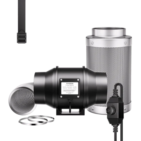 Vivosun Air Filtration Kit R6 6", Inline Fan R6 with Variable Speed Controller, Carbon Filter & Ducting Combo