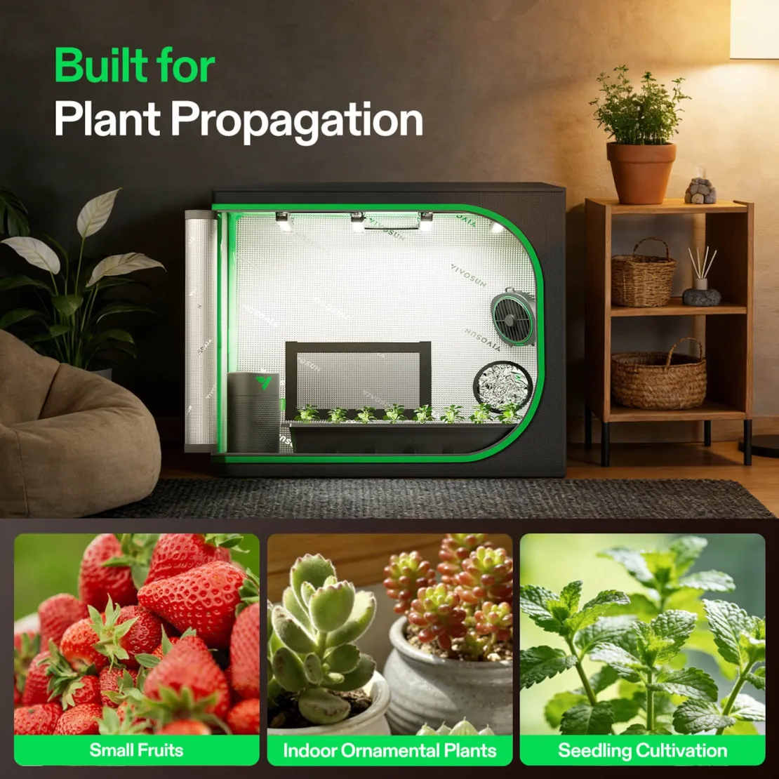 Vivosun Clone Tent Kit with GrowHub A22 Controller, T5 Full-Spectrum Grow Light, Seed Starter Kits, for Indoor Plant Germination, 24" x 16" x 20" - Image 7