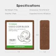 Vivosun Coco Coir Brick, 11lbs 100% Natural Organic Compressed Coconut Coir Fiber with Low EC - Image 7