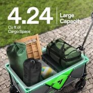 Vivosun Collapsible Folding Wagon, Outdoor Utility with Silent Universal Wheels, 110L, Grey & Green - Image 2