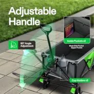 Vivosun Collapsible Folding Wagon, Outdoor Utility with Silent Universal Wheels, 110L, Grey & Green - Image 6