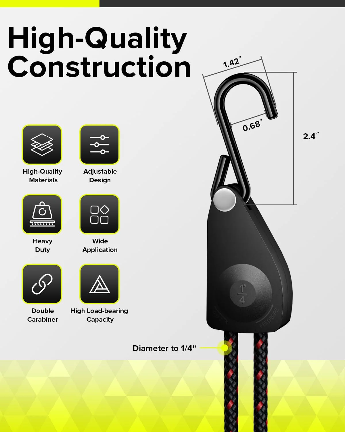 Elufah 1/4" Ratchet Tie Down Straps, 2-Pack & 12FT Adjustable Rope Hangers - Image 2