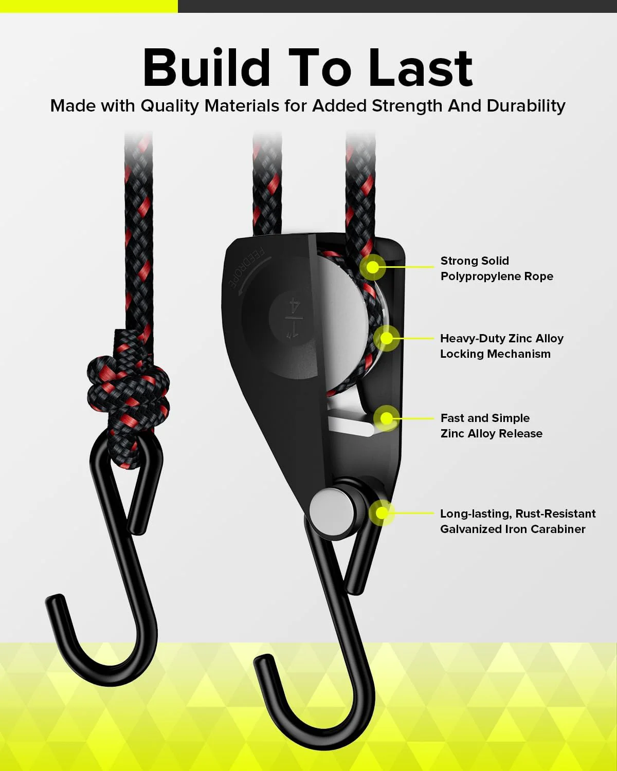 Elufah 1/4" Ratchet Tie Down Straps, 4-Pack & 12FT Adjustable Rope Hangers - Image 3