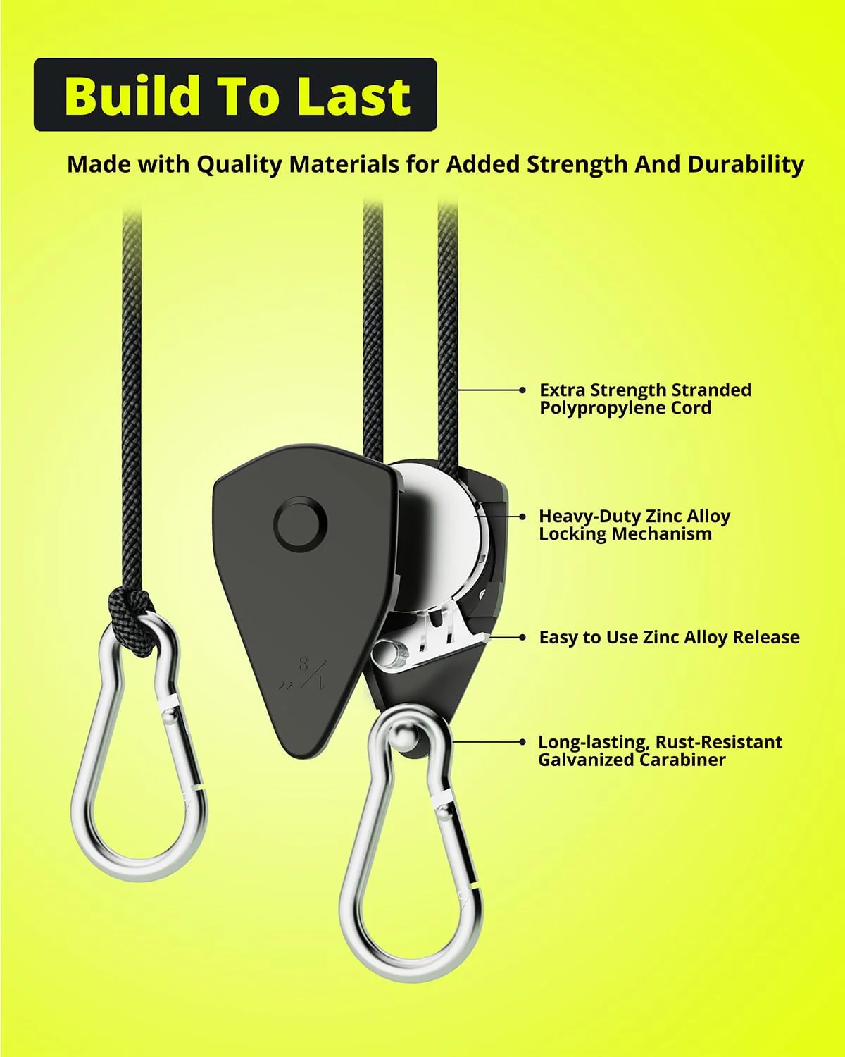 Elufah 12-Pack 1/8" Tie-Down Ratcheting, 10ft Adjustable Length Rope Hanger - Image 3