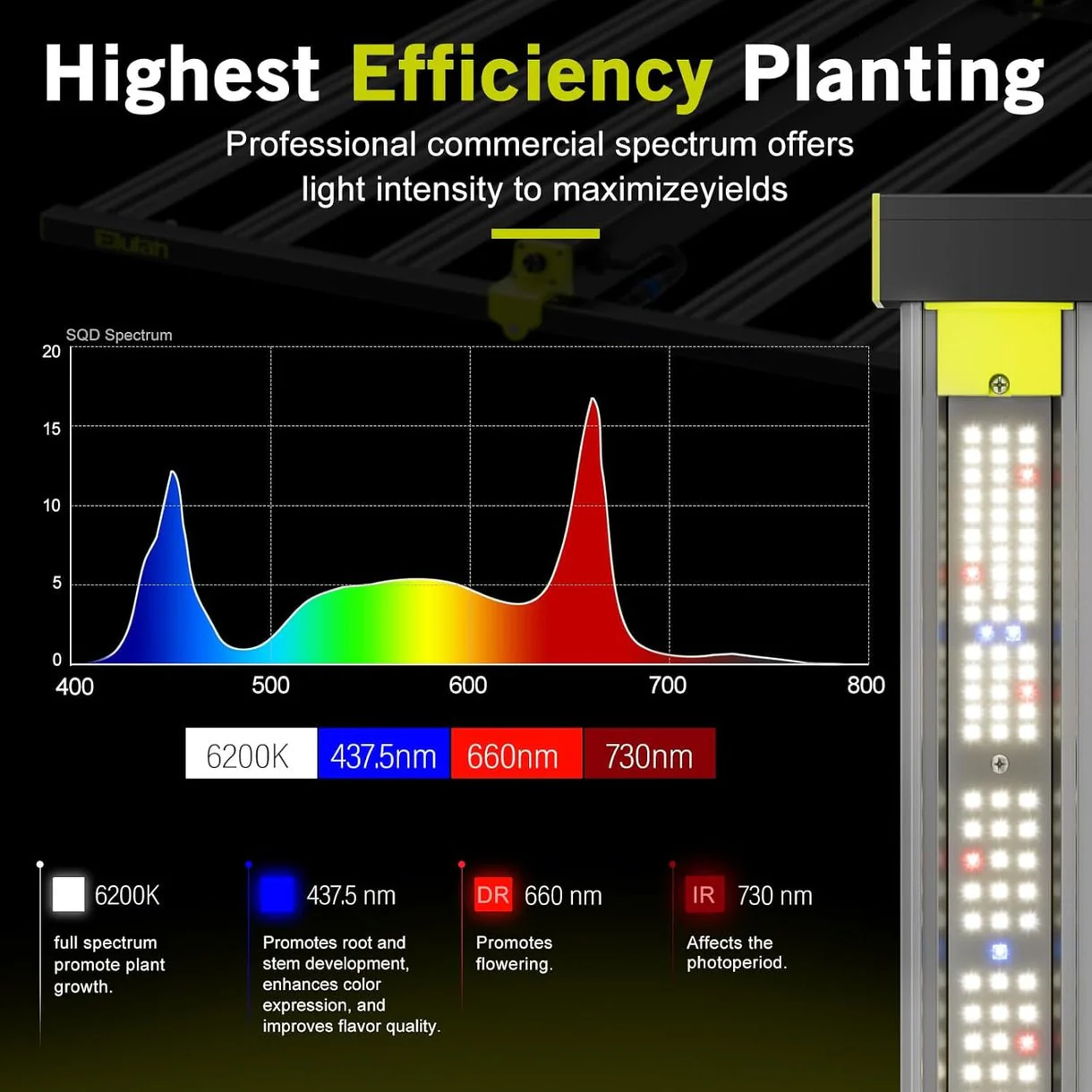 Elufah NHI3200-33 320 Watt LED Grow Light 3x3 Commercial Full Spectrum - Image 3