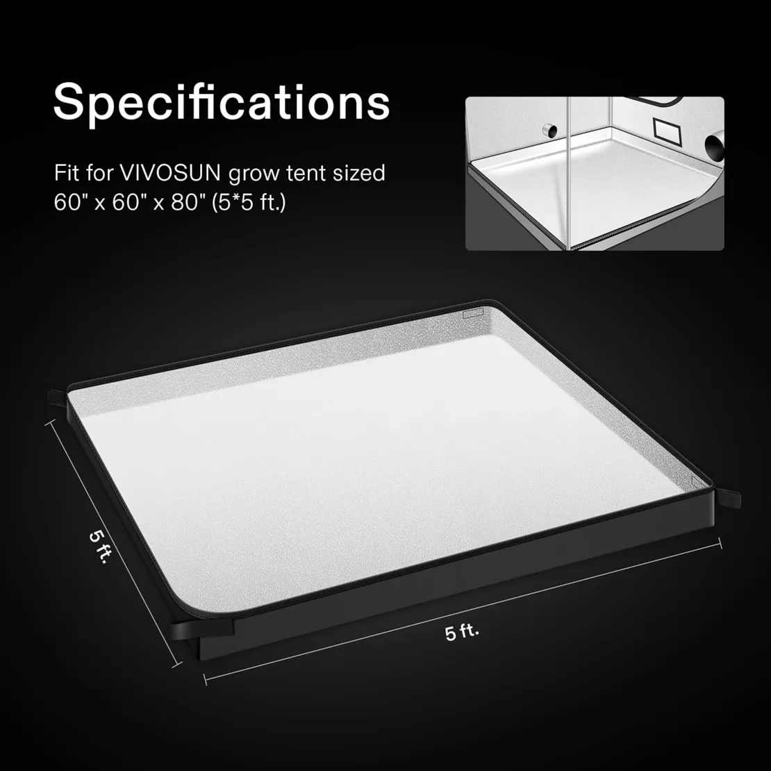 Vivosun Floor Tray for 5x5 Tent, 1 pc - Image 2