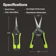Vivosun Gardening Hand Pruner Pruning Shear with Straight Stainless Steel Blades, Black-and-Green - Image 2