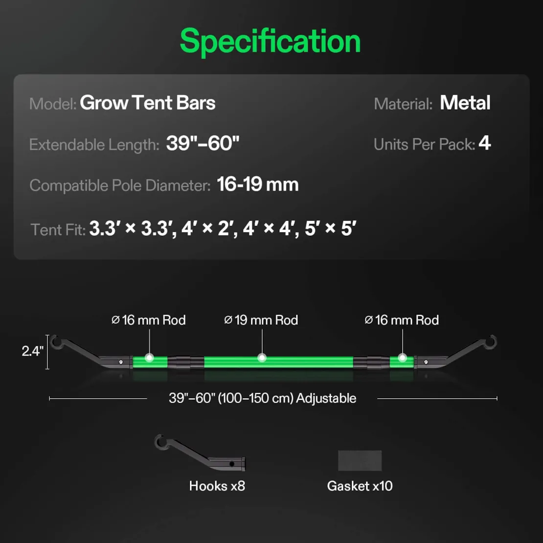 Vivosun Grow Tent High CFM Kit, Suitable for Tents, 39"-60" Adjustable - Image 6