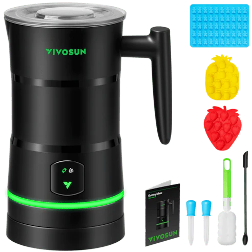 Vivosun Gummy Maker Machine, Hands-Free Candy Maker, Oil Infused Edible Mixer with Dual Rotor, Food-Grade Stainless Steel Pot and Silicone Molds, for Gummies Bear, DIY Candies, Party Treats