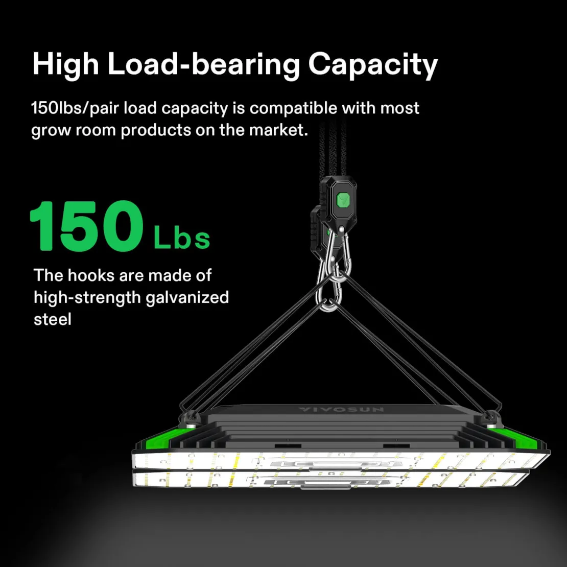 Vivosun LED Grow Light Adjustable Hanger 1/8 Inch, 150 lbs/pair Weight Capacity, 2 Pair - Image 3