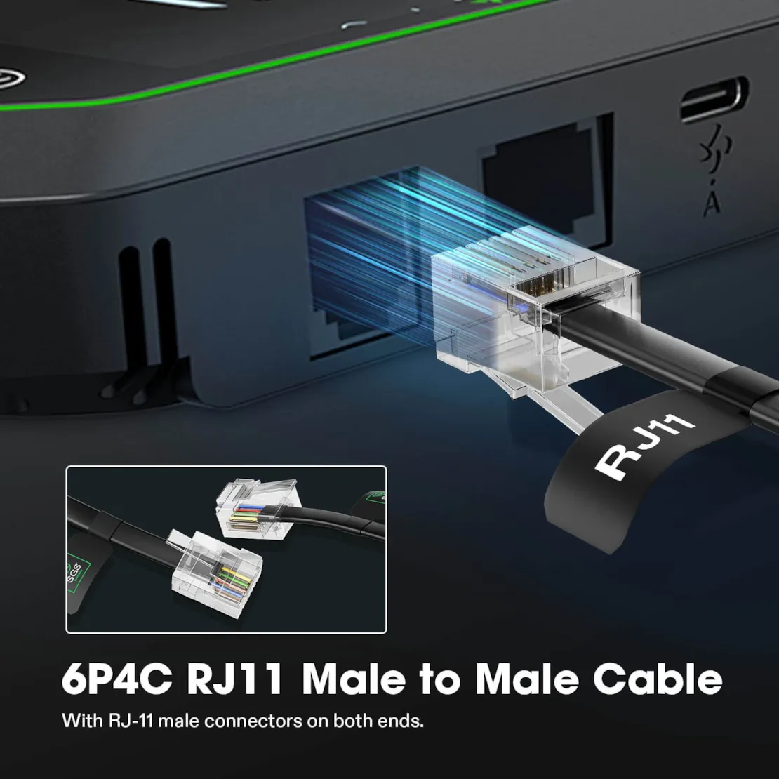 Vivosun RJ11 Cable Male to Male, Connects Grow Lights to GrowHub Controller E42A, 10 Feet - Image 2
