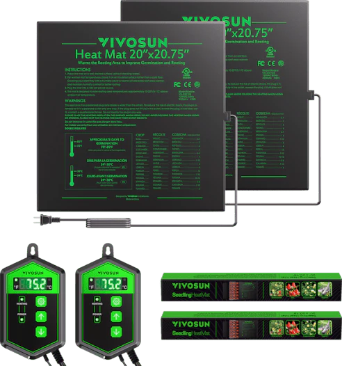 Vivosun Seedling Heat Mat Digital Thermostat Combo 20" x 20.75" 2-Pack