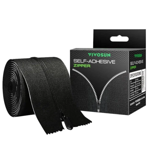 Vivosun Self-Adhesive Heavy Duty Zipper for Debris Barriers Zipper Door, Greenhouse, Indoor Outdoor Tent, 3In. x 7Ft.