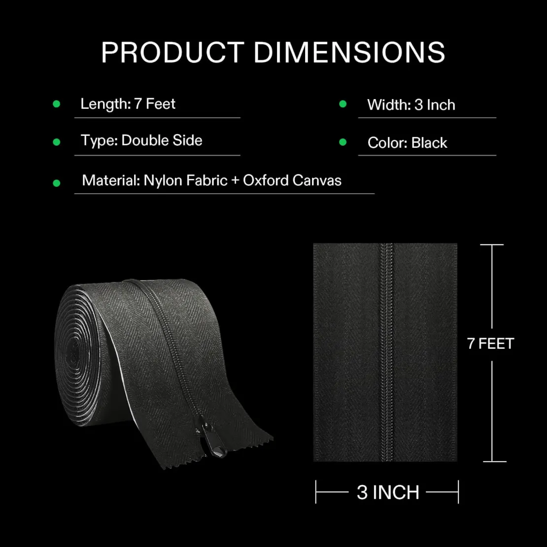 Vivosun Self-Adhesive Heavy Duty Zipper for Debris Barriers Zipper Door, Greenhouse, Indoor Outdoor Tent, 3In. x 7Ft. - Image 2