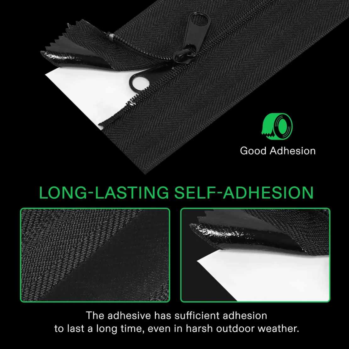 Vivosun Self-Adhesive Heavy Duty Zipper for Debris Barriers Zipper Door, Greenhouse, Indoor Outdoor Tent, 3In. x 7Ft. - Image 5