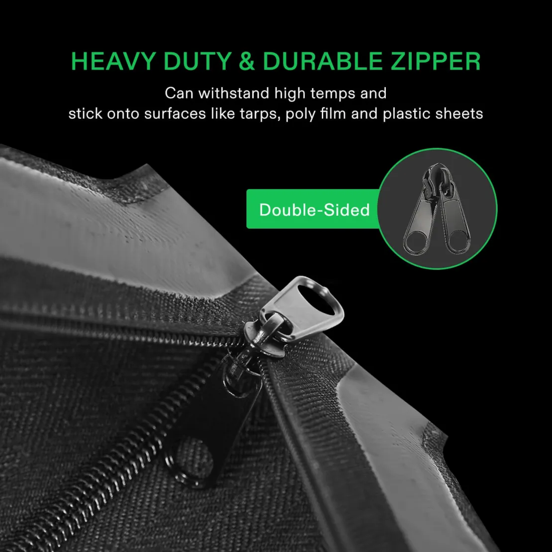Vivosun Self-Adhesive Heavy Duty Zipper for Debris Barriers Zipper Door, Greenhouse, Indoor Outdoor Tent, 3In. x 7Ft. - Image 6