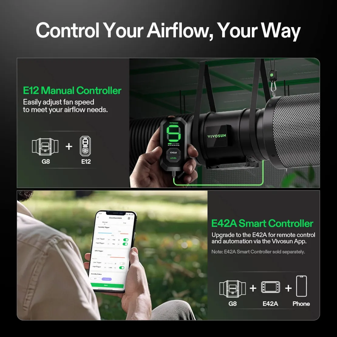 Vivosun Smart Air Filtration Kit 8", AeroZesh G8 Inline Fan with E12 Speed Controller, Carbon Filter & Ducting Combo - Image 6