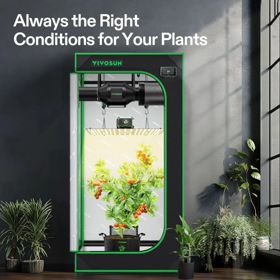 Vivosun Smart Grow Tent Kit, 2 × 2ft 1-Plant System, WiFi-Integrated Automatic Grow System with Full Spectrum LED Grow Light, Efficient Ventilation System with GrowHub E42A+ Controller - Image 7