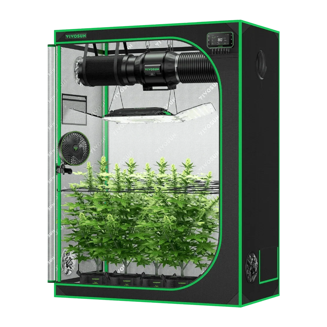 Vivosun Smart Grow Tent Kit 2x5, 3-Plant Complete System, with WiFi E42A+ Controller, 200W AeroLight Wing LED Grow Light, 6-inch AeroZesh T6 Ventilation Combo, and AeroWave E6 Gen2 Clip-on Fan - Image 11
