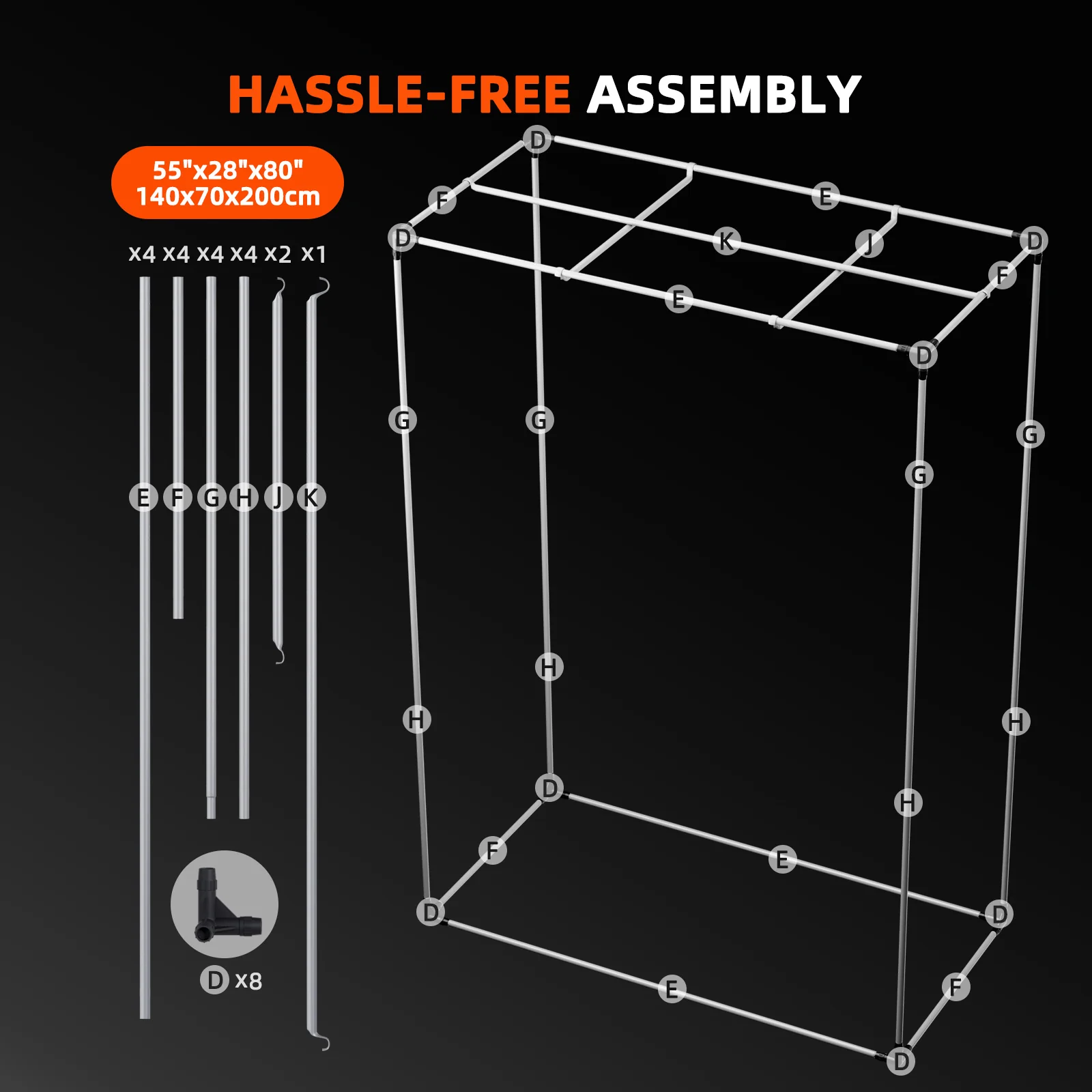 Spider Farmer® 4.6’x2.3’x6.5′ 140cm x 70cm x 200cm Indoor Grow Tent 1680D Hydroponic Plant Room for Optimal Plant Growth & Climate Control - Image 7