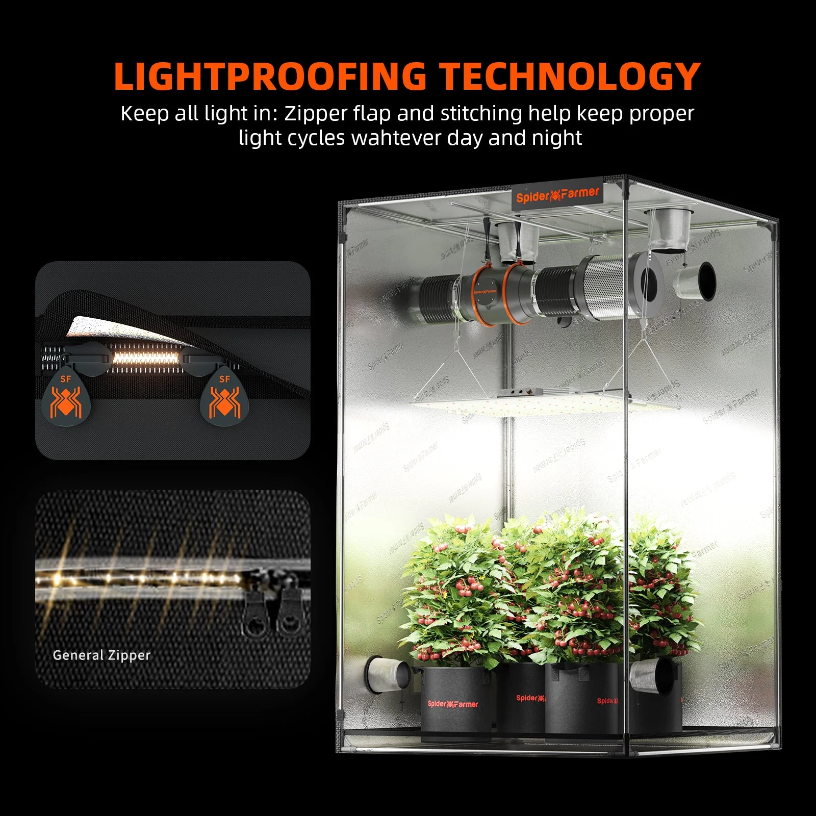 Spider Farmer 4’x2’x5′ 120cm x 60cm x 150cm Indoor Grow Tent - Image 9