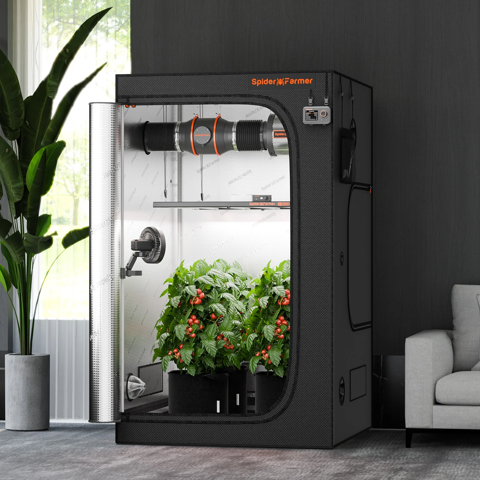Spider Farmer® 4’x4’x6.5′ 120cm x 120cm x 200cm Indoor Grow Tent 1680D Hydroponic Plant Room for Optimal Plant Growth & Climate Control - Image 7