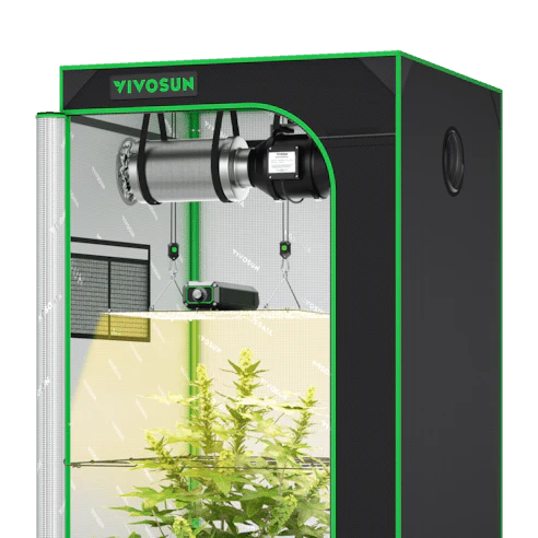Vivosun Starter Grow Tent Kit, 2.7 × 2.7ft 2-Plant System, WiFi-Controlled Grow System with Full Spectrum LED Grow Light, Automatic Ventilation, GrowHub Outlet A22 with Temperature and Humidity Sensor