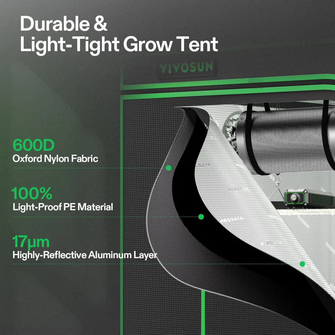 Vivosun Starter Grow Tent Kit, 2.7 × 2.7ft 2-Plant System, WiFi-Controlled Grow System with Full Spectrum LED Grow Light, Automatic Ventilation, GrowHub Outlet A22 with Temperature and Humidity Sensor - Image 3