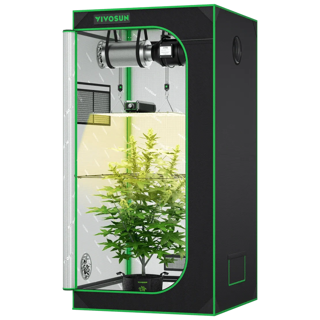 Vivosun Starter Grow Tent Kit, 2.7 × 2.7ft 2-Plant System, WiFi-Controlled Grow System with Full Spectrum LED Grow Light, Automatic Ventilation, GrowHub Outlet A22 with Temperature and Humidity Sensor - Image 8
